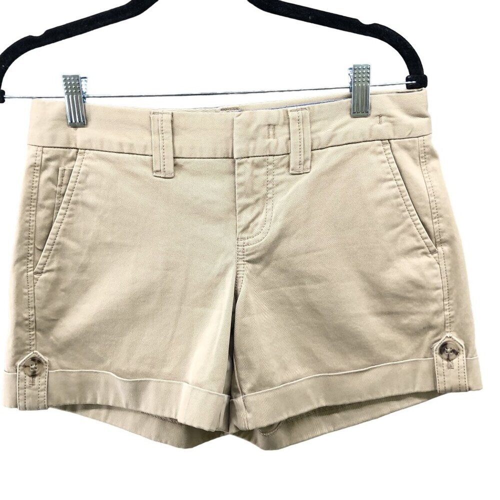 Banana Republic Weekend Short Womens Size 0 Stretch Chino‎ Beige Khaki Roll Up